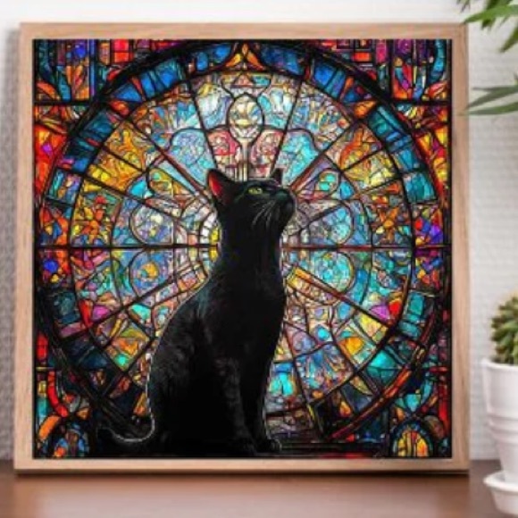 Wooden Jigsaw Puzzle- stained glass cat - A5 size - Picture 5 of 5